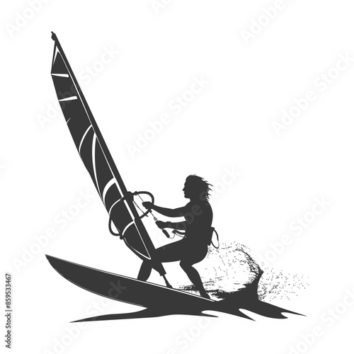 Windsurfer Silhouette: Leaning into the Breeze, Sea Spray Detail.