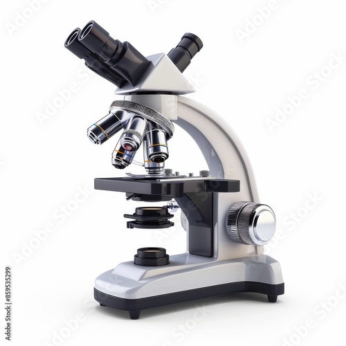 A 3D microscope clipart, science element, realistic style, isolated on white background