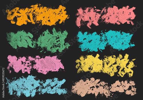 Grunge stains set. Abstract oil paint strokes collection. Plaster daubs and smears. Interior and exterior grunge textures. Backgrounds collection. Rough grungy overlays.