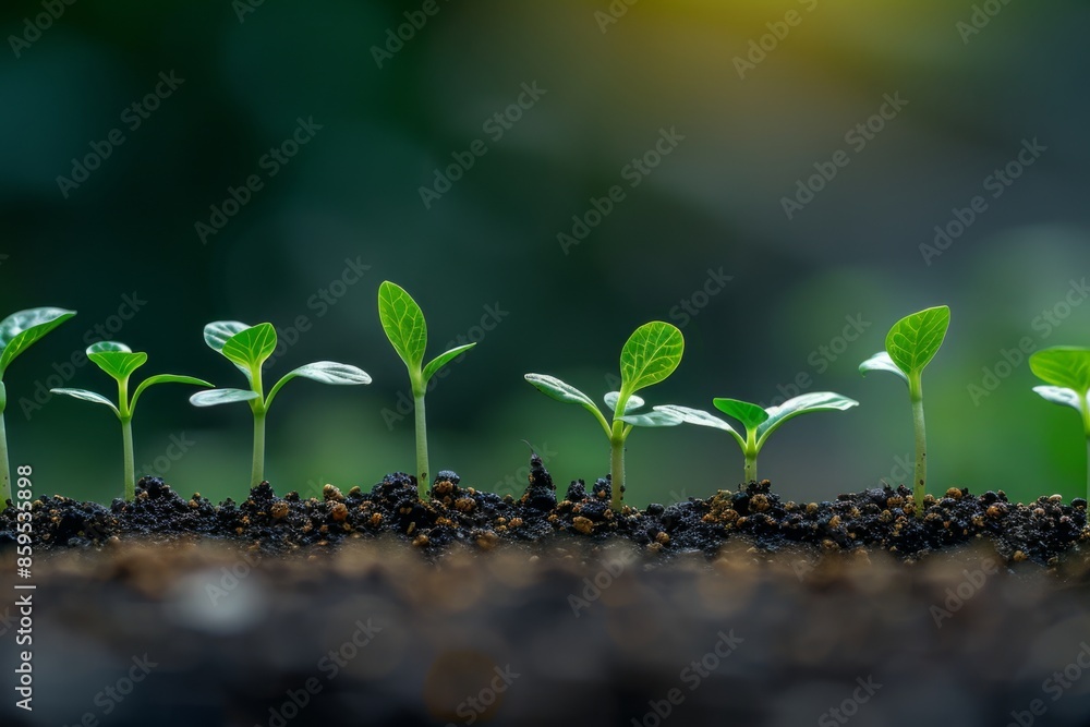 The green leaves of seedlings planted in fertile land, concept of growth and new life The green leaves of seedlings planted in fertile land, concept of growth and new life