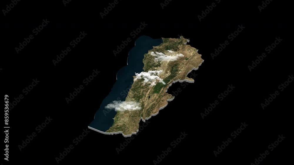 Lebanon 3D Country Map Animation Transparent Alpha