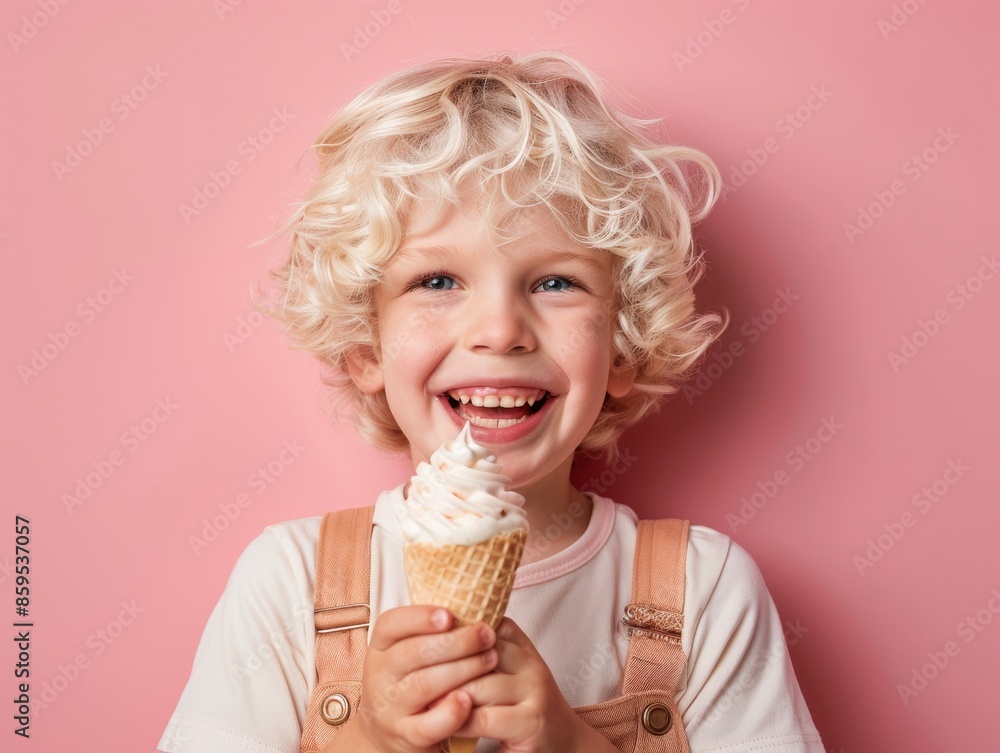 Adorable boy eating ice cream Adorable boy eating ice cream