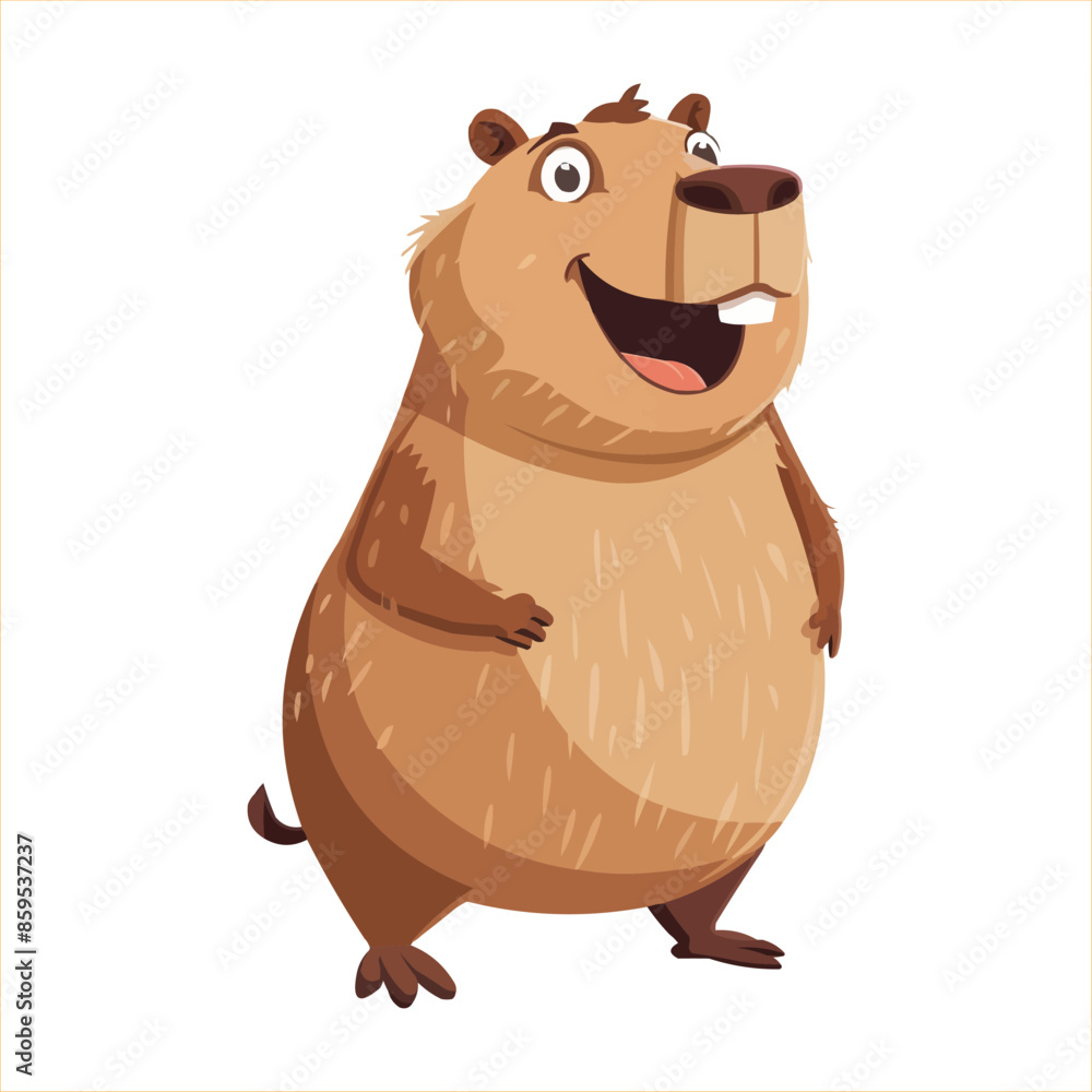 vector happy Capybara cartoon character on white background vector happy Capybara cartoon character on white background