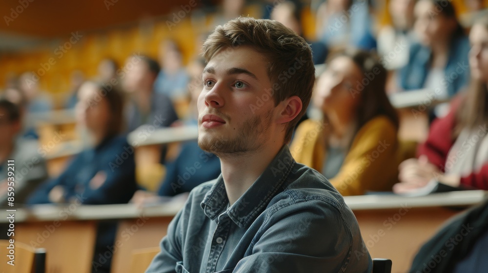 Fototapeta premium A student defending their thesis in a public presentation