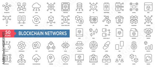 Blockchain Networks Icon Collection Set. Easy To Use, Easy To Edit And Simple Line Vector Icons.