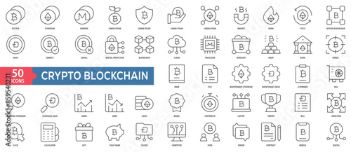 Crypto Blockchain Icon Collection Set. Easy To Use, Easy To Edit And Simple Line Vector Icons.