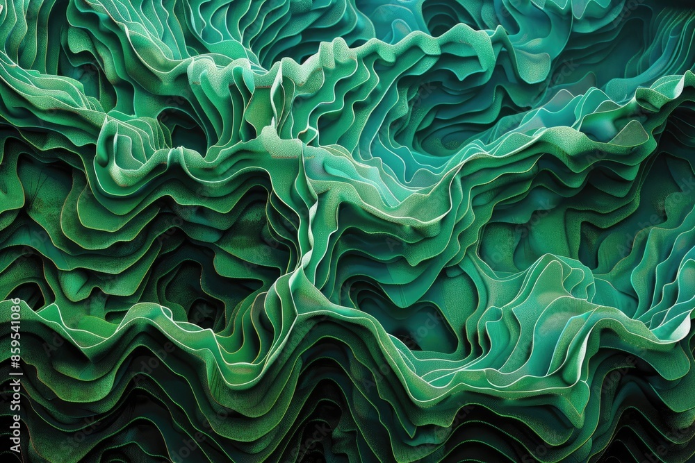 A green, wavy line pattern with a lot of detail. The image is abstract and has a sense of movement A green, wavy line pattern with a lot of detail. The image is abstract and has a sense of movement