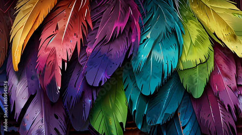 Illustration a background featuring the soft and feathery texture of bird plumage, with layered and overlapping feathers
