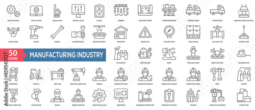 Manufacturing Industry Icon Collection Set. Easy To Use, Easy To Edit And Simple Line Vector Icons.