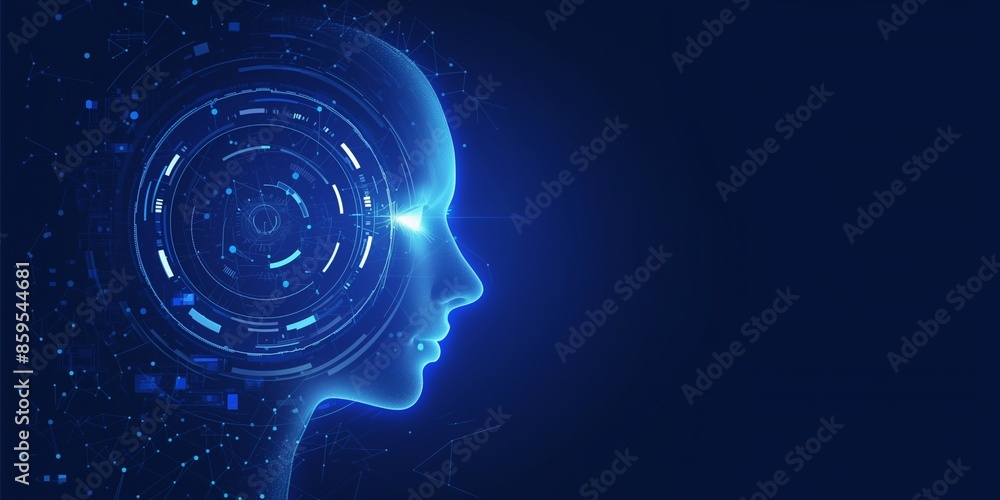 Obraz premium Technology digital simple face artificial intelligence concept
