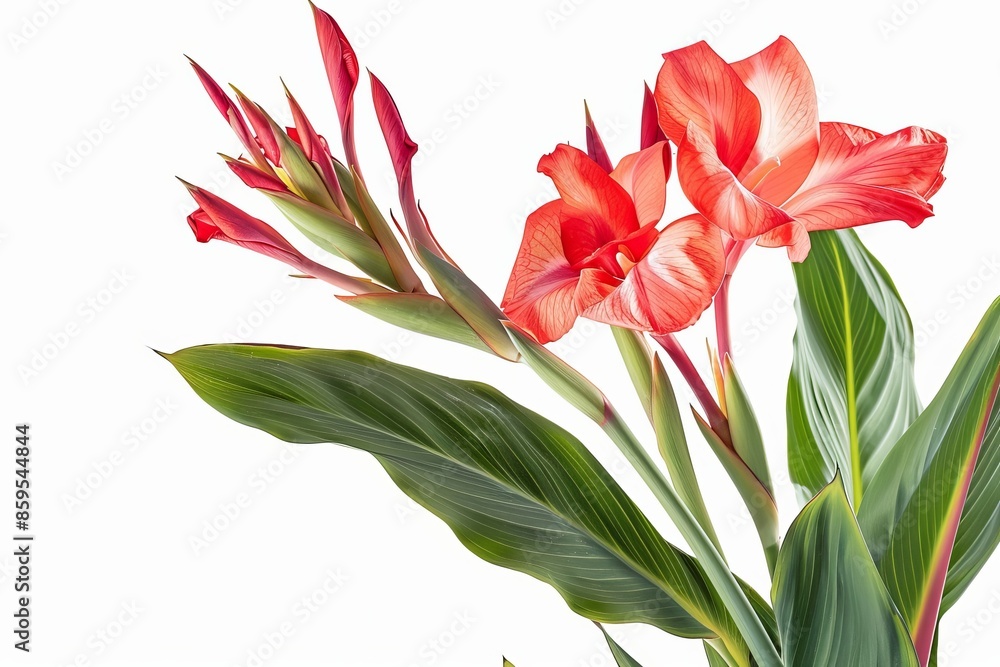 Red Canna Lily Isolated on White Background. Beautiful Canna Lily Flower Red Canna Lily Isolated on White Background. Beautiful Canna Lily Flower