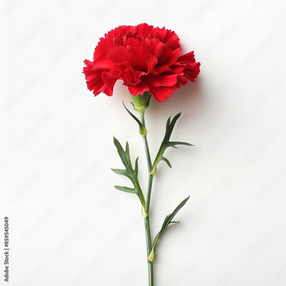 Red Carnation Isolated on White Background. Beautiful Carnation Flower