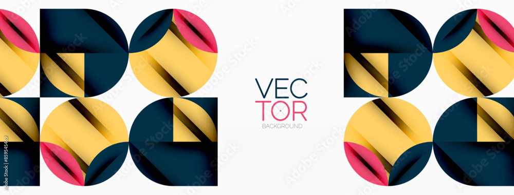 Circle, square and flower petal geometric background. Round shapes composition for wallpaper, banner, background or landing Circle, square and flower petal geometric background. Round shapes composition for wallpaper, banner, background or landing