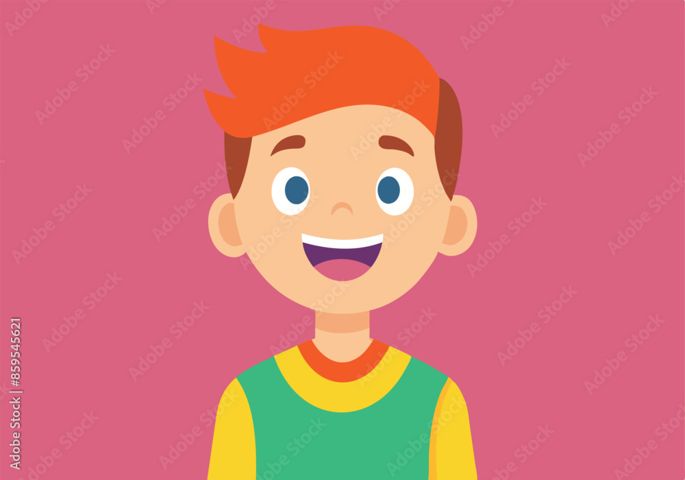 A cartoon boy with a big smile on his face A cartoon boy with a big smile on his face