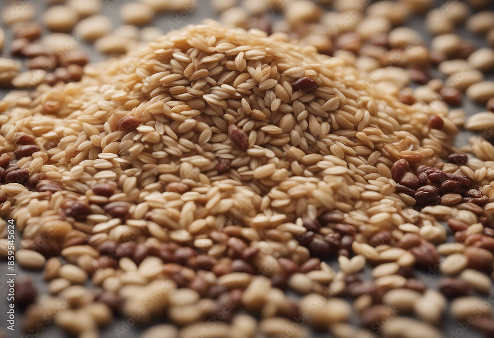 Obraz premium An assortment of grains including quinoa barley and oats each in its own pile highlighting their uni