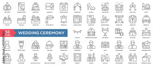 Wedding Ceremony Icon Collection Set. Easy To Use, Easy To Edit And Simple Line Vector Icons.