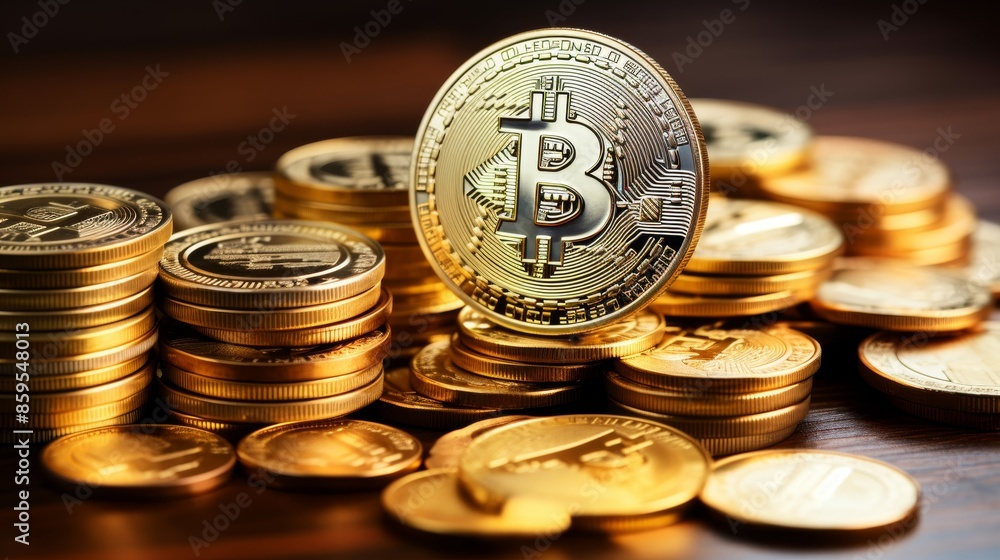 Bitcoin cryptocurrency concept digital gold for virtual payment and blockchain finance market Bitcoin cryptocurrency concept digital gold for virtual payment and blockchain finance market