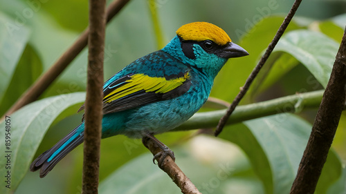 small multi colored gilt-edged tanager photo