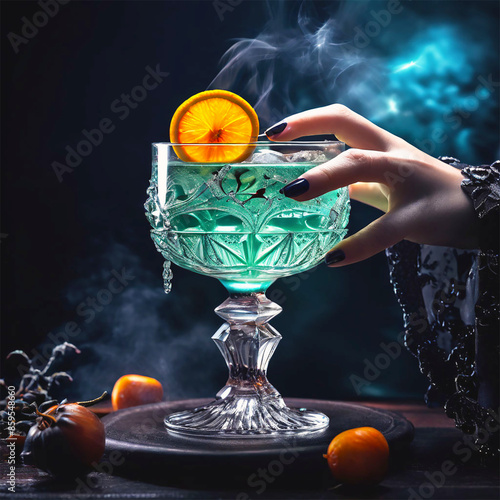 Cocktail celebration lemon fruit table ice citrus night, Garnish being placed in a gin cocktail, 3 refreshing cocktails, on the table of a restaurant bar, at night