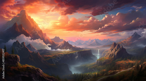 sunset in the mountains