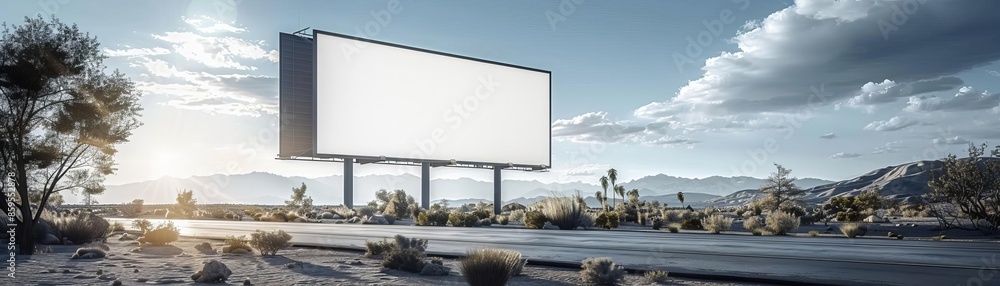 Blank billboard on a freeway in Phoenix, with desert scenery, 3D render, no light from frame, arid, high detail Blank billboard on a freeway in Phoenix, with desert scenery, 3D render, no light from frame, arid, high detail