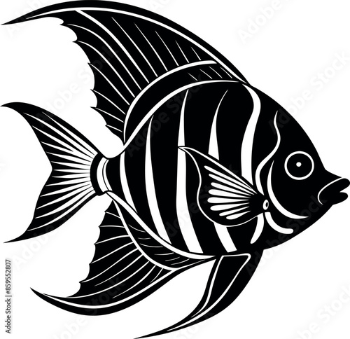 angelfish silhouette vector illustration Design on a white background
