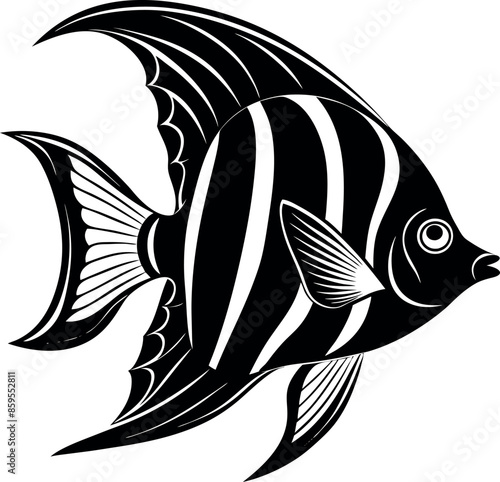 angelfish silhouette vector illustration Design on a white background
