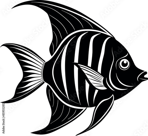 angelfish silhouette vector illustration Design on a white background
