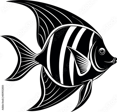 angelfish silhouette vector illustration Design on a white background

