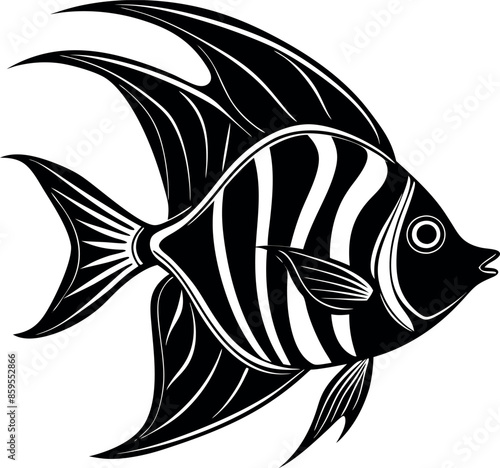 angelfish silhouette vector illustration Design on a white background
