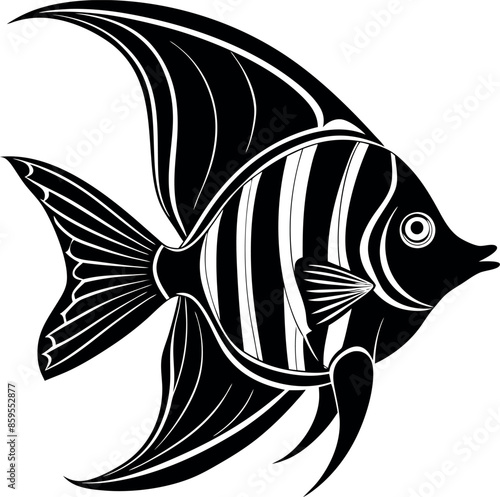 angelfish silhouette vector illustration Design on a white background
