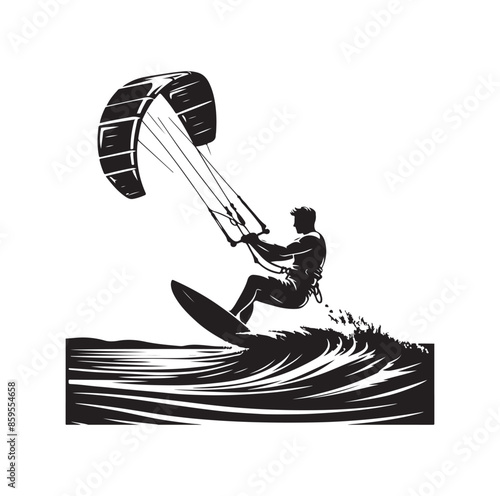 kitesurfing silhouette illustration icon vector