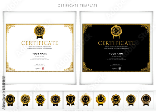 Luxury modern frames and shapes, templates for certificates of recognition, certificates of appreciation, and diplomas. Accommodates award, diploma, business and educational needs. type150(landscape)