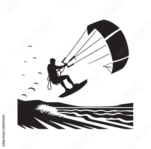 kitesurfing silhouette illustration vector