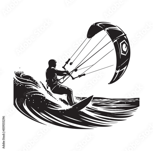 kitesurfing silhouette illustration vector