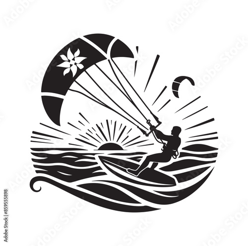 kitesurfing silhouette illustration vector