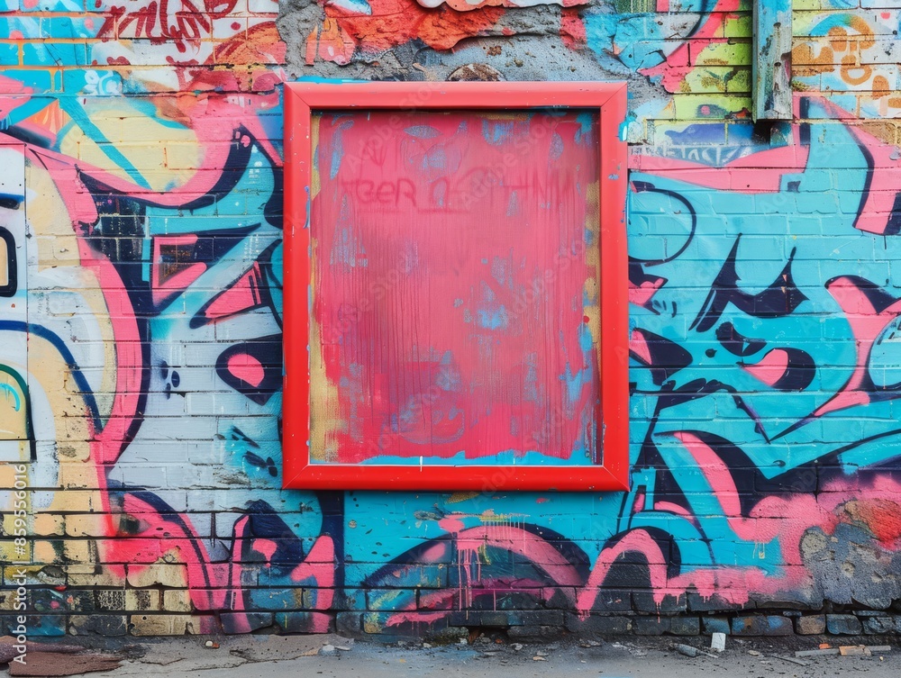 Obraz premium Colorful Urban Graffiti Wall BackgroundFrame and Realistic Texture