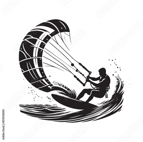 kitesurfing silhouette illustration vector
