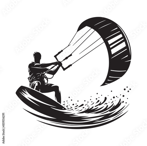 kitesurfing silhouette illustration vector