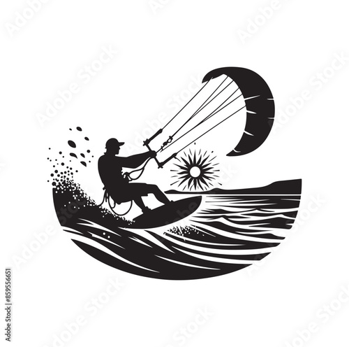 kitesurfing silhouette illustration vector