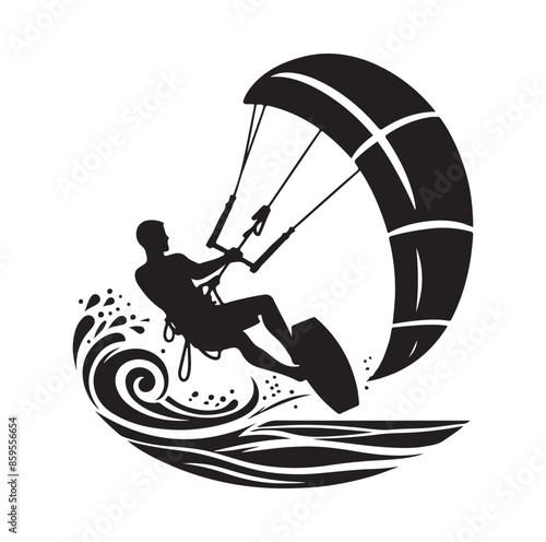 kitesurfing silhouette illustration vector