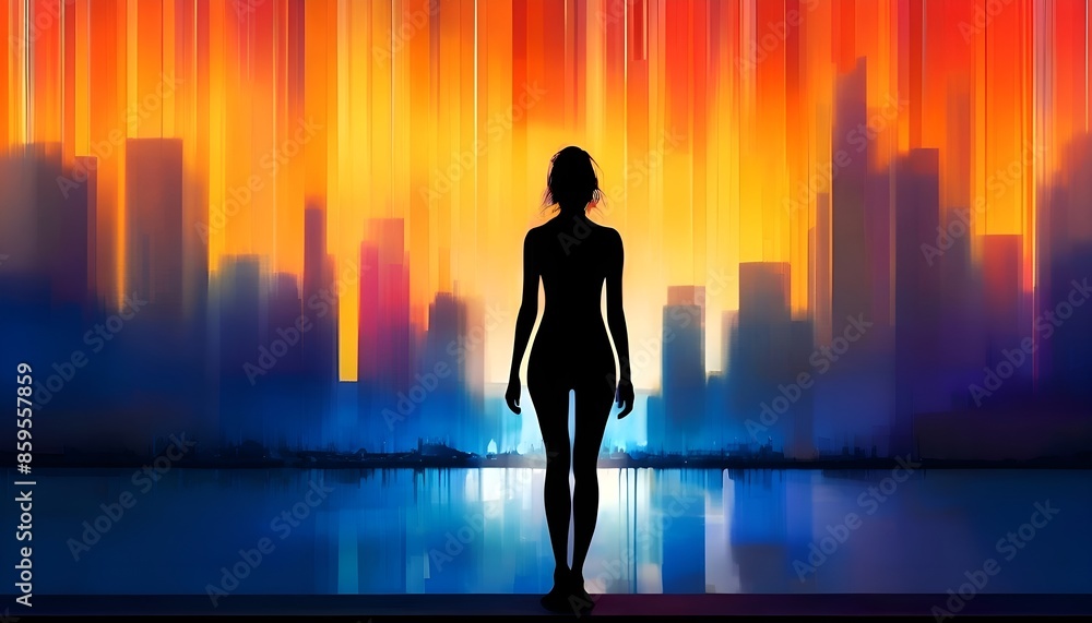 Abstraktion Das Mädchen und die Stadt 16x9. Hintergrund für das Design 3. Abstraktion Das Mädchen und die Stadt 16x9. Hintergrund für das Design 3.