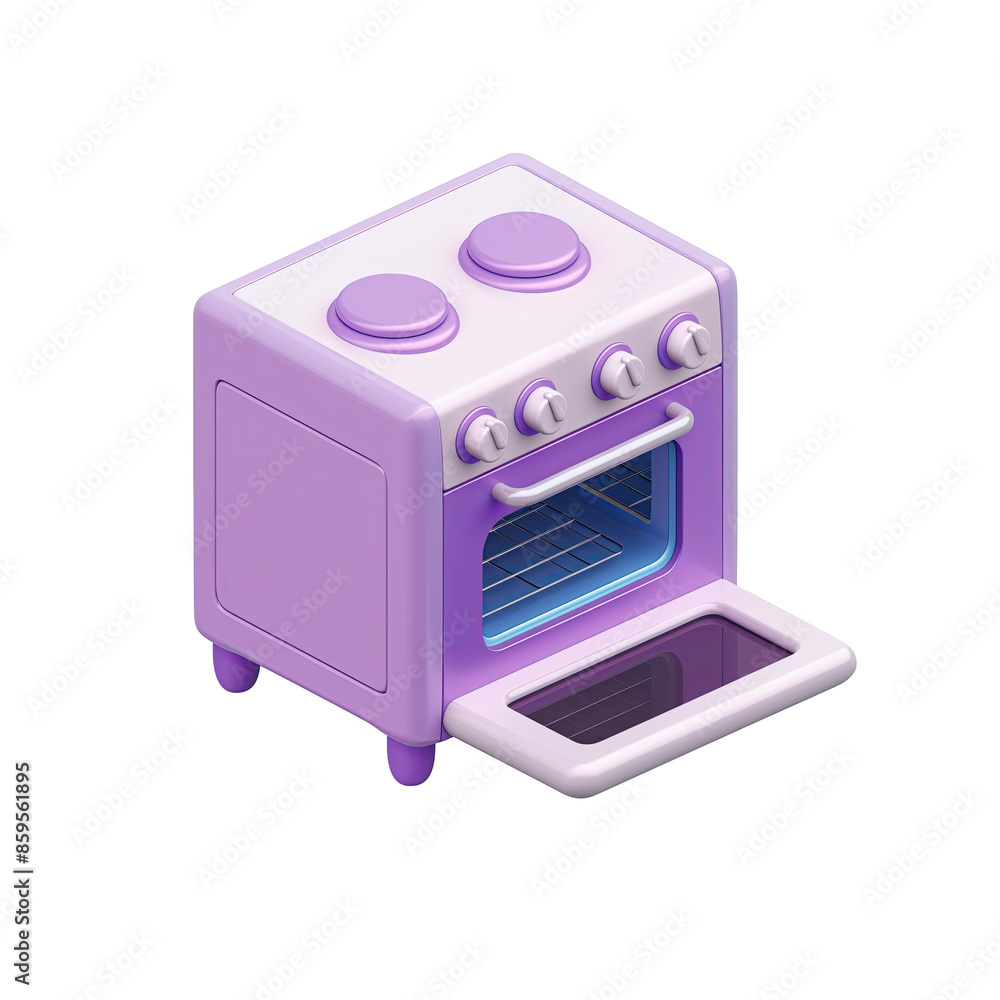 Fototapeta premium Purple and White Oven | Isolated on Transparent & White Background | PNG File with Transparency