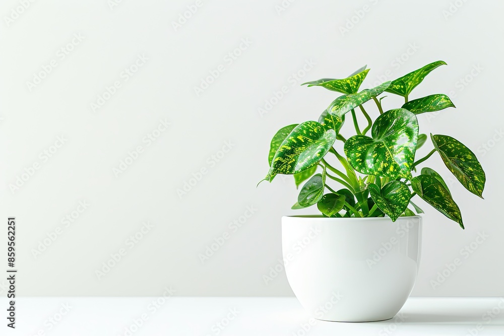Epipremnum Aureum plant in a ceramic vase isolated on white background Epipremnum Aureum plant in a ceramic vase isolated on white background