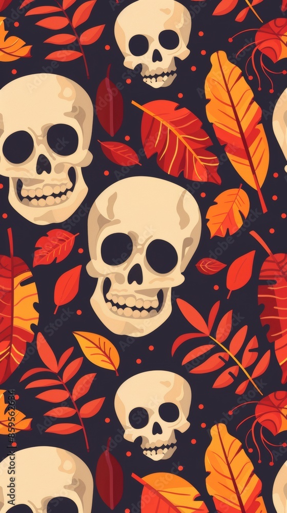 Modern Halloween Background with Flat Skeleton Icons Modern Halloween Background with Flat Skeleton Icons