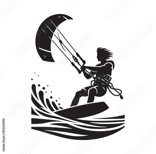 kitesurfing silhouette illustration vector