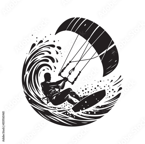 kitesurfing silhouette illustration vector