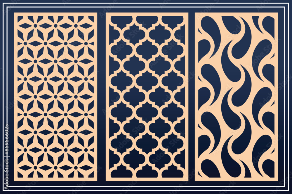 Octagonal Jali Frame Om jali and side jali for indian temples Stock Vector | Adobe Stock