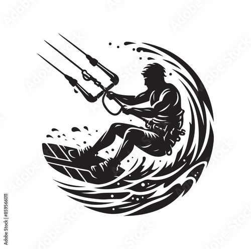 kitesurfing silhouette illustration vector