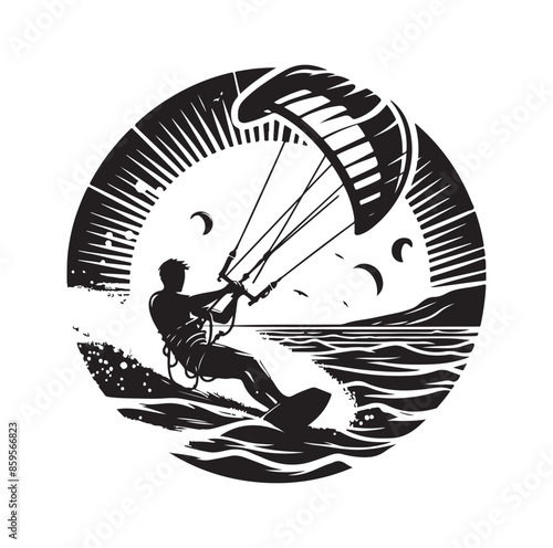 kitesurfing silhouette illustration vector